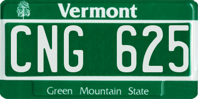 VT license plate CNG625