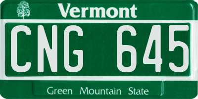 VT license plate CNG645