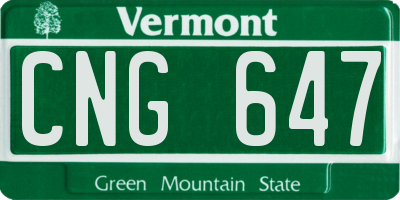 VT license plate CNG647