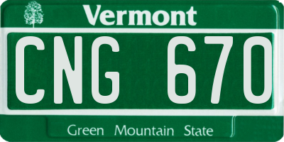 VT license plate CNG670