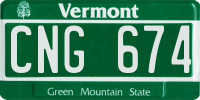 VT license plate CNG674