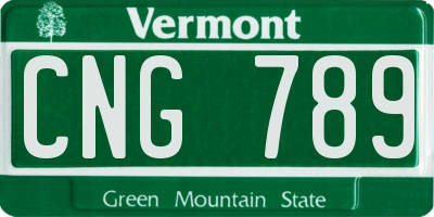 VT license plate CNG789