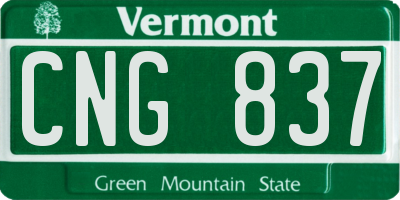 VT license plate CNG837