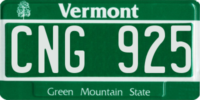 VT license plate CNG925