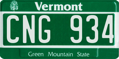 VT license plate CNG934