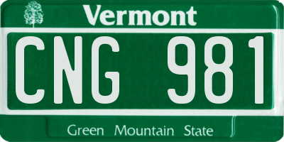 VT license plate CNG981
