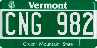 VT license plate CNG982