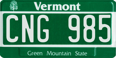 VT license plate CNG985
