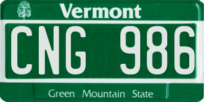VT license plate CNG986