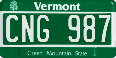 VT license plate CNG987