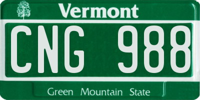 VT license plate CNG988