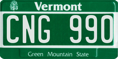 VT license plate CNG990