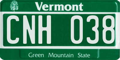 VT license plate CNH038