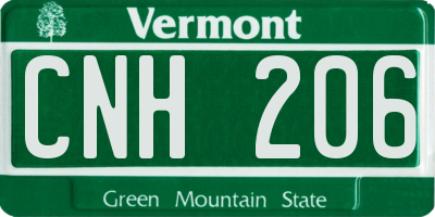 VT license plate CNH206