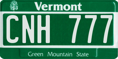 VT license plate CNH777