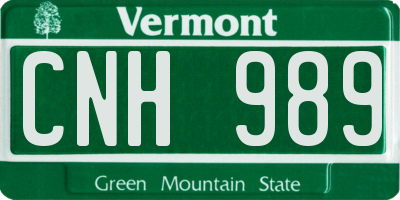 VT license plate CNH989