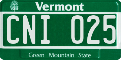 VT license plate CNI025