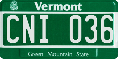 VT license plate CNI036