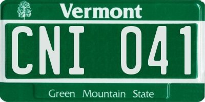 VT license plate CNI041
