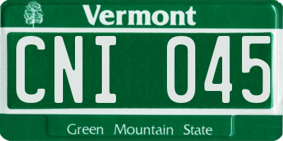VT license plate CNI045