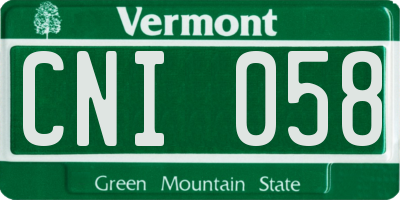 VT license plate CNI058