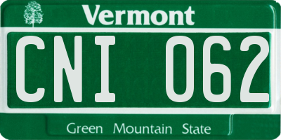 VT license plate CNI062