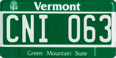 VT license plate CNI063