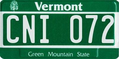 VT license plate CNI072