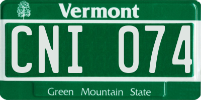VT license plate CNI074