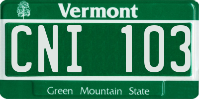 VT license plate CNI103