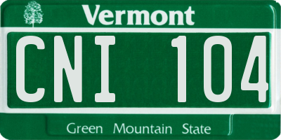 VT license plate CNI104