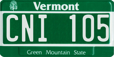 VT license plate CNI105