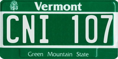 VT license plate CNI107