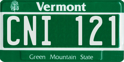 VT license plate CNI121