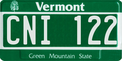 VT license plate CNI122