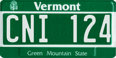 VT license plate CNI124