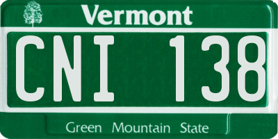VT license plate CNI138
