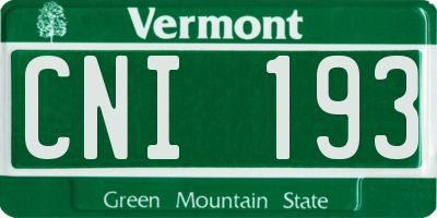 VT license plate CNI193