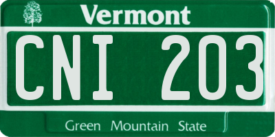 VT license plate CNI203