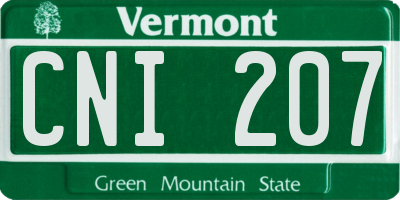 VT license plate CNI207