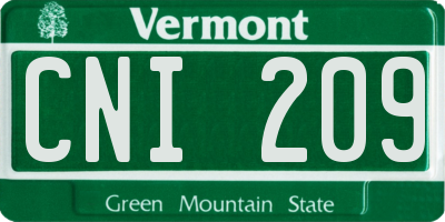 VT license plate CNI209