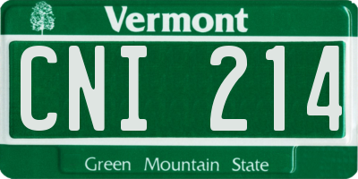 VT license plate CNI214