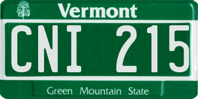 VT license plate CNI215