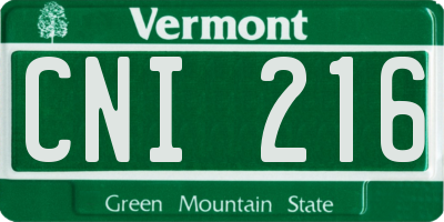 VT license plate CNI216