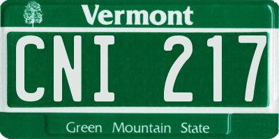 VT license plate CNI217