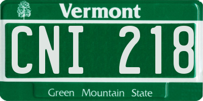 VT license plate CNI218