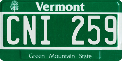 VT license plate CNI259