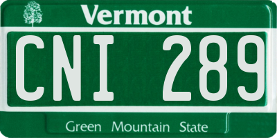 VT license plate CNI289