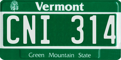 VT license plate CNI314