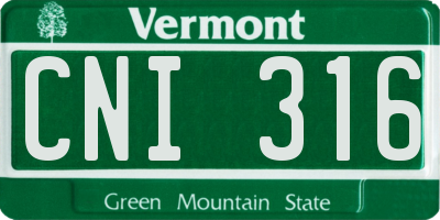 VT license plate CNI316